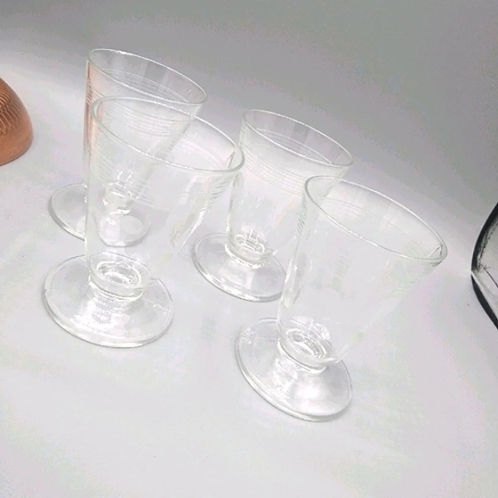 Etched Frosted Polka Dot Footed Stemless Aperitif Sherry Glasses MCM Vin…